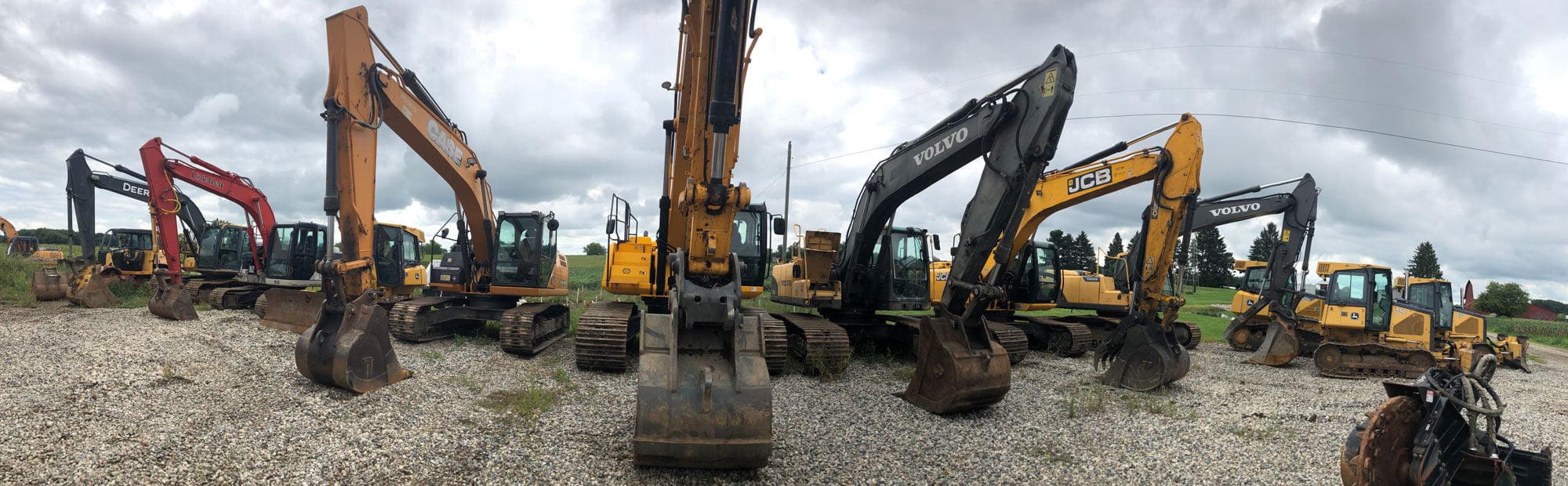 Case, Volvo, Link-Belt, and JCB Excavators