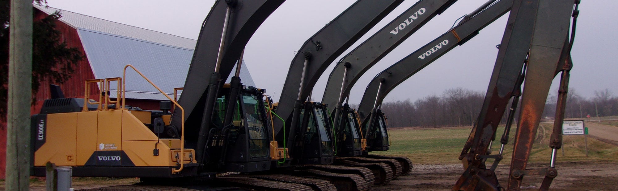 Case, Volvo, Link-Belt, and JCB Excavators